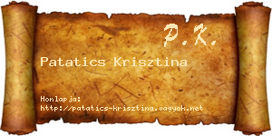 Patatics Krisztina névjegykártya